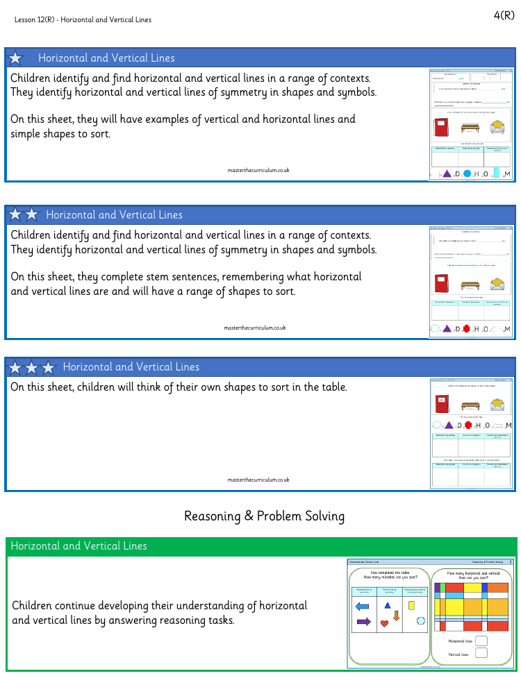 Properties of Shape - Horizontal and Vertical - Worksheet