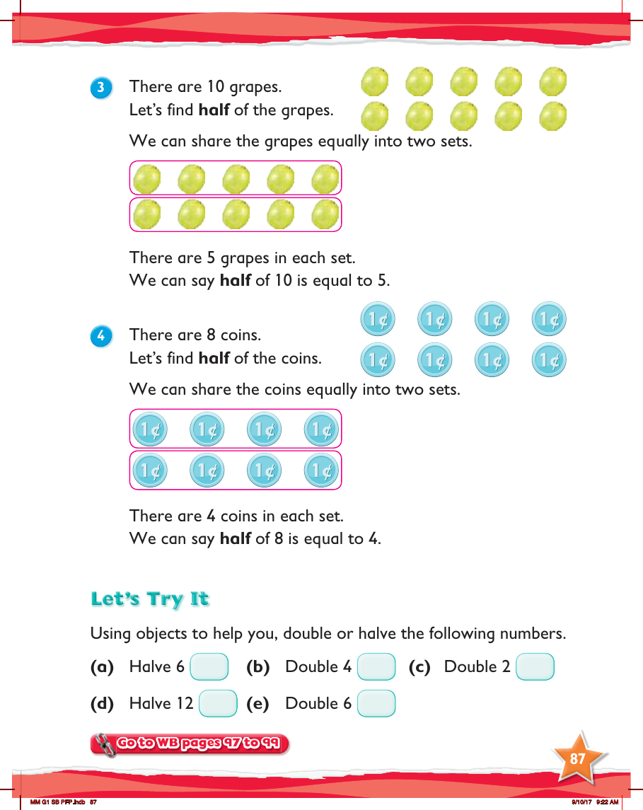 Max Maths, Year 1, Try it, Doubling and halving numbers