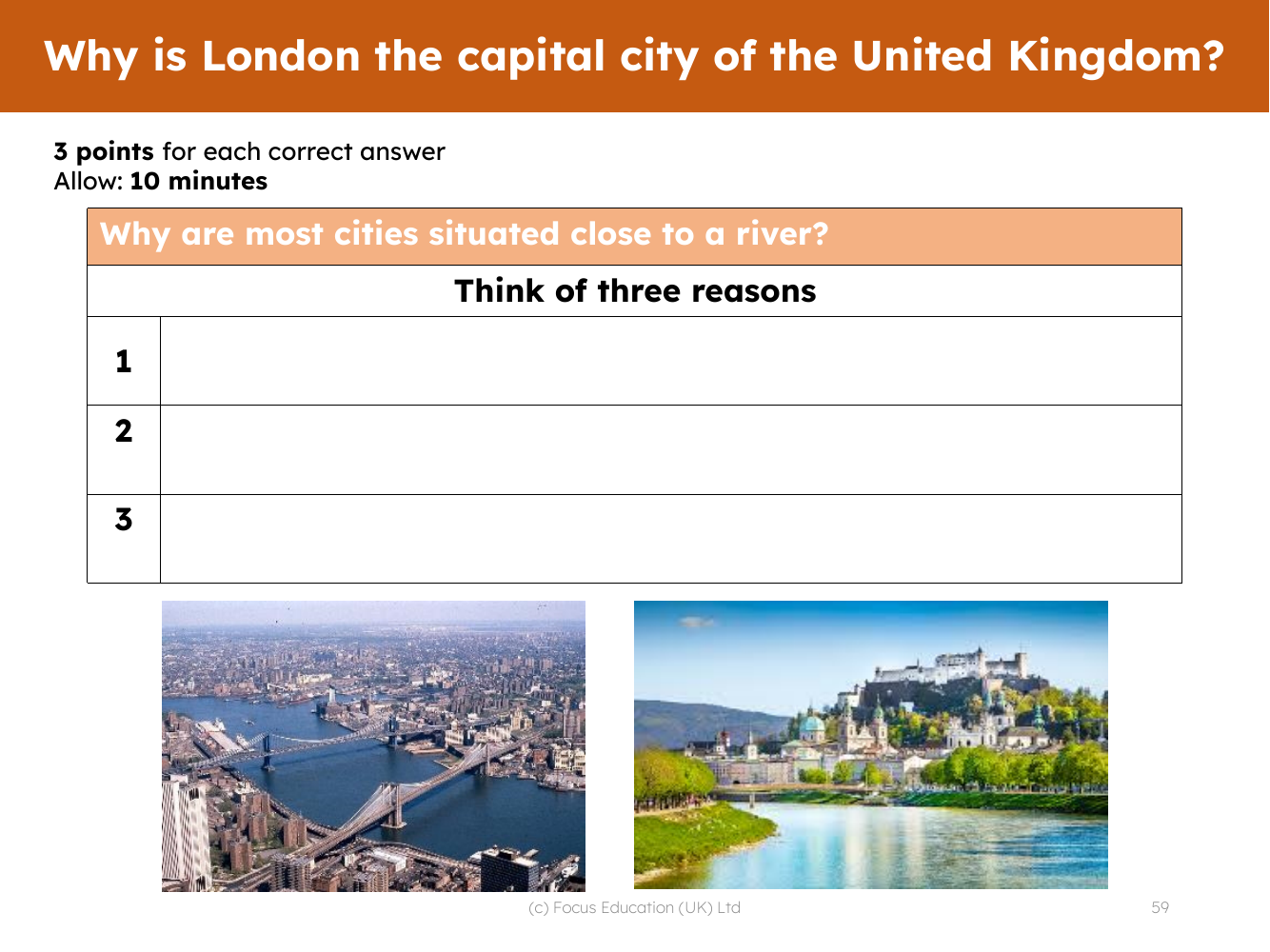 Three reasons - Why cities are situated close to rivers