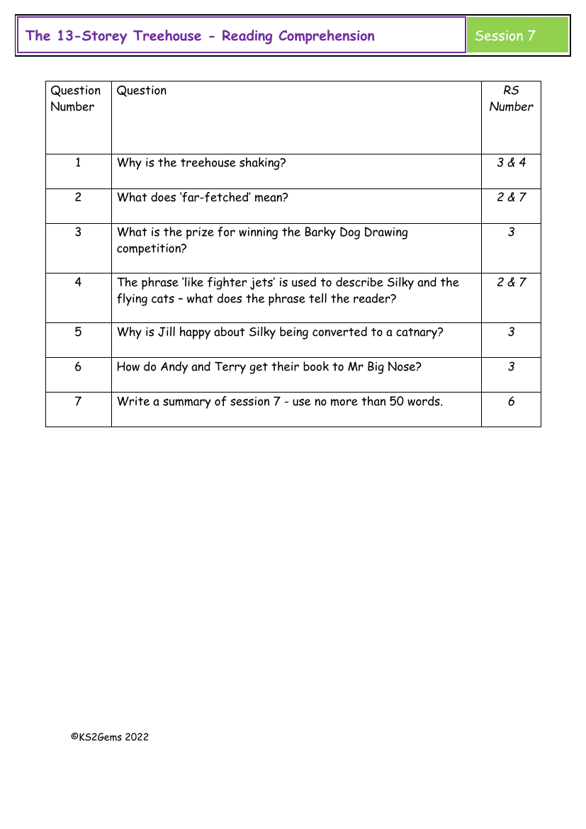 The 13-Storey Treehouse - Session 7 - Reading Comprehension