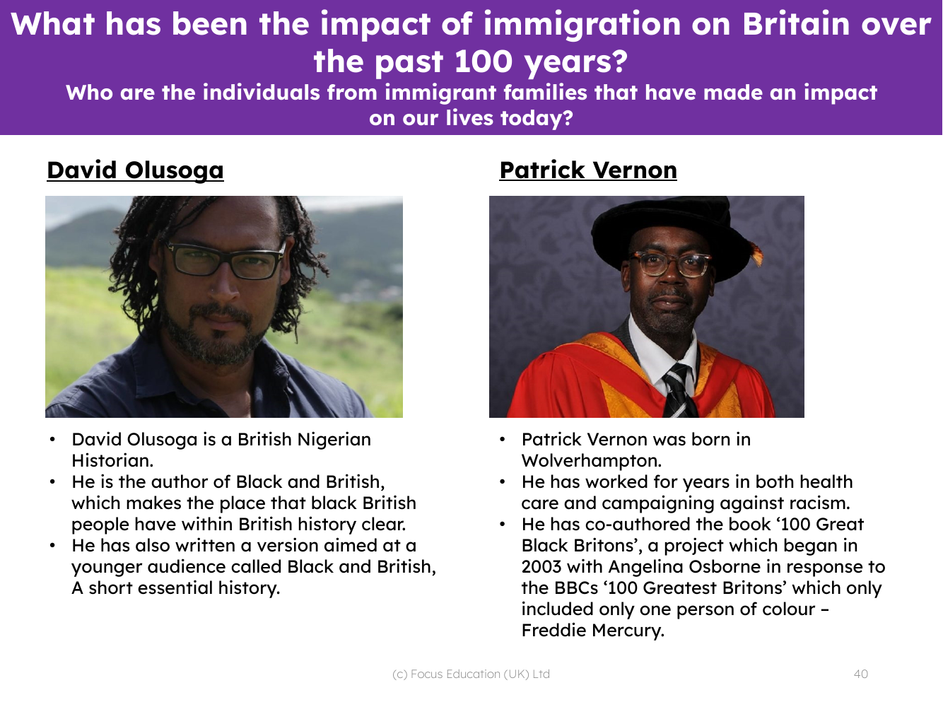 David Olusoga and Patrick Vernon - Info sheet