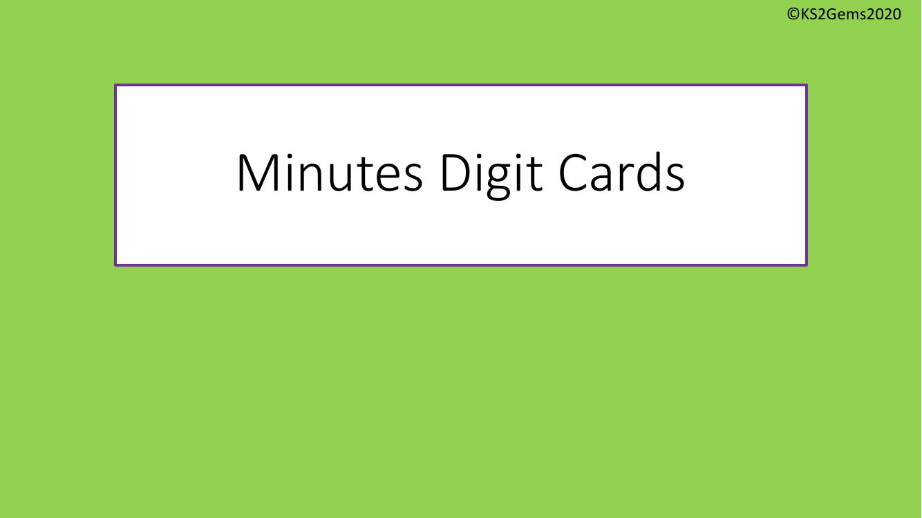 Minutes Digit Cards