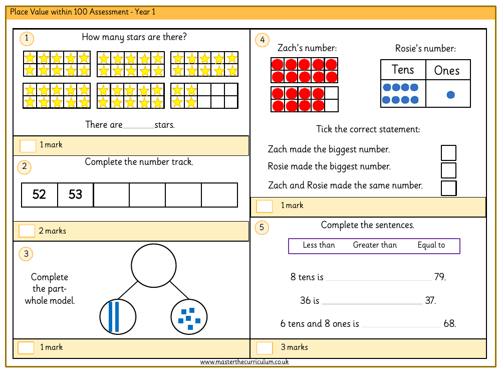 Place value within 100 - Assessment