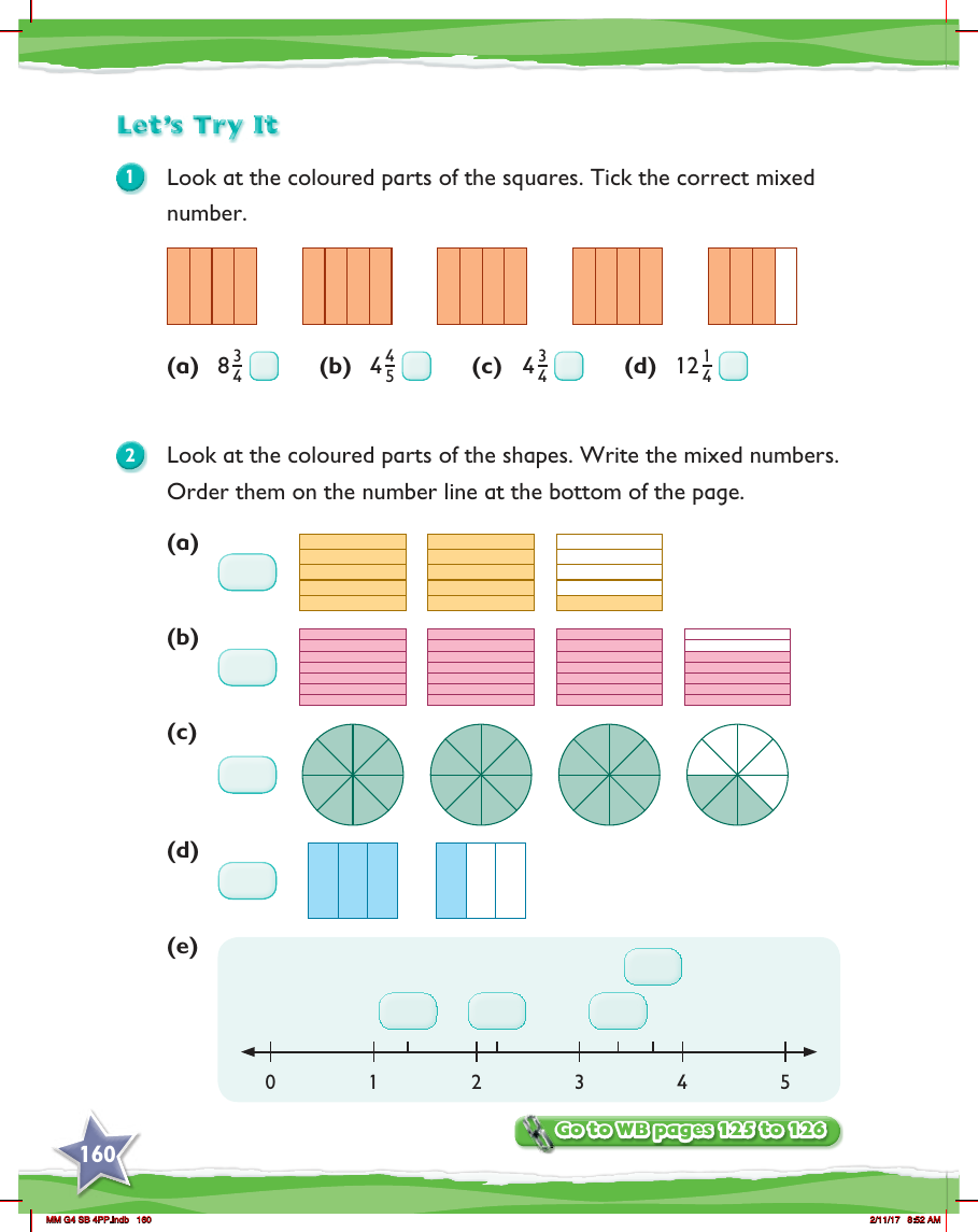 Max Maths, Year 4, Try it, Mixed numbers