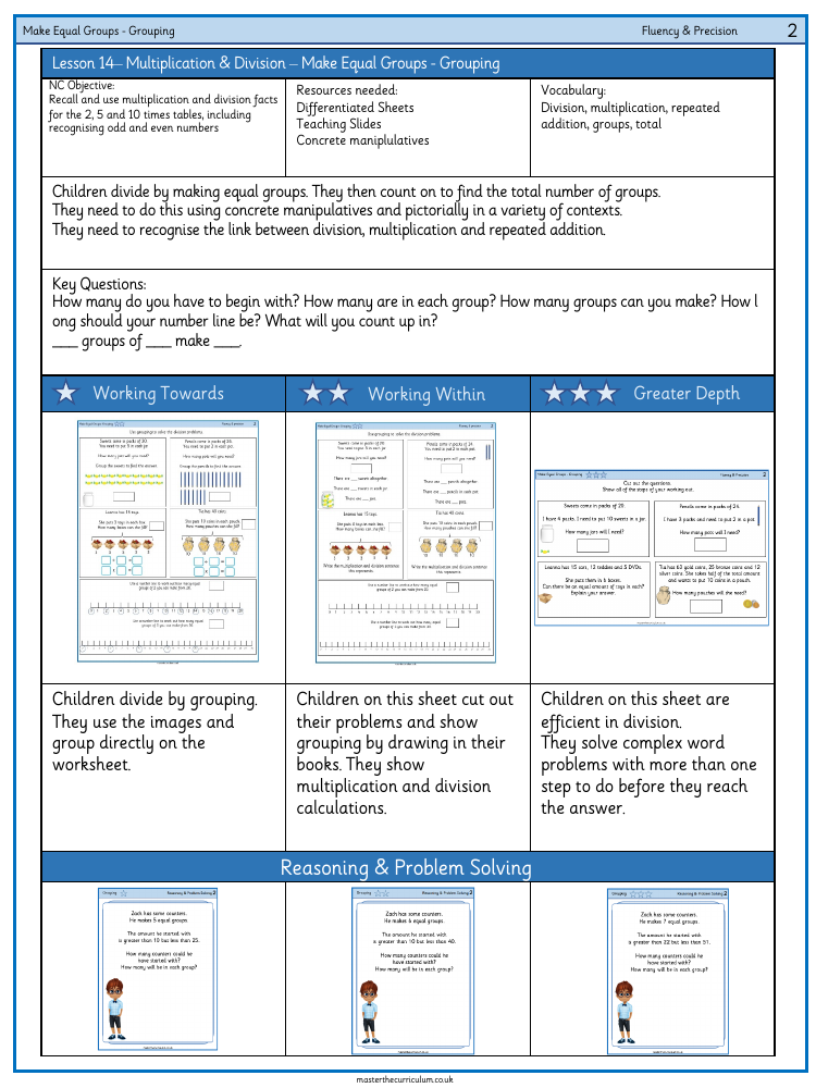 Multiplication and division - Make equal groups grouping 2 - Worksheet