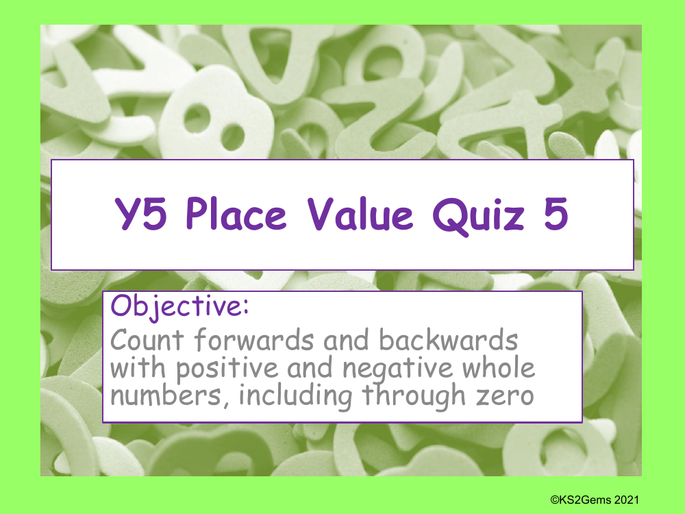 Interpreting negative numbers quiz