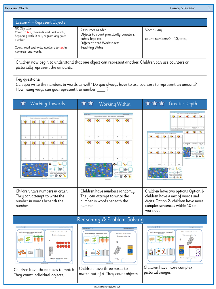 Place value within 10 - Representing objects - Worksheet