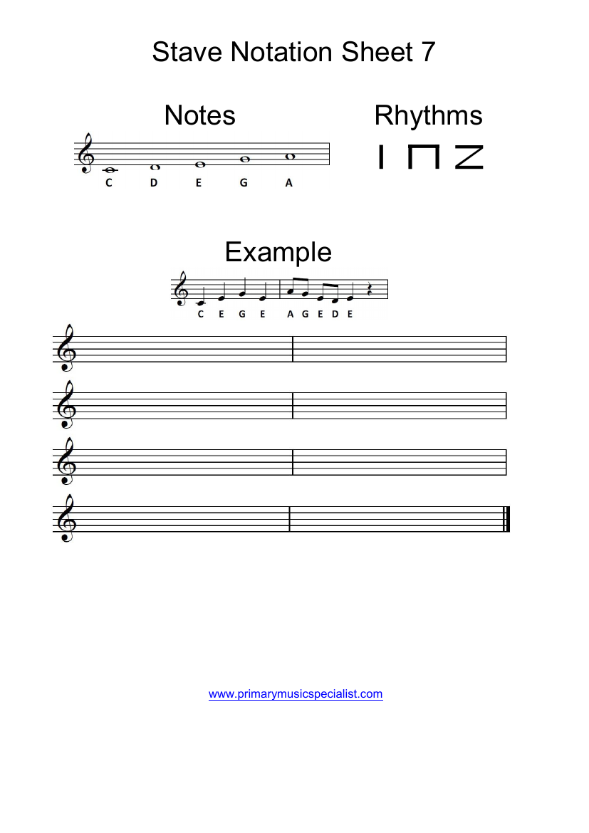 Pitch -  Stave Notation Sheet Note Names 7