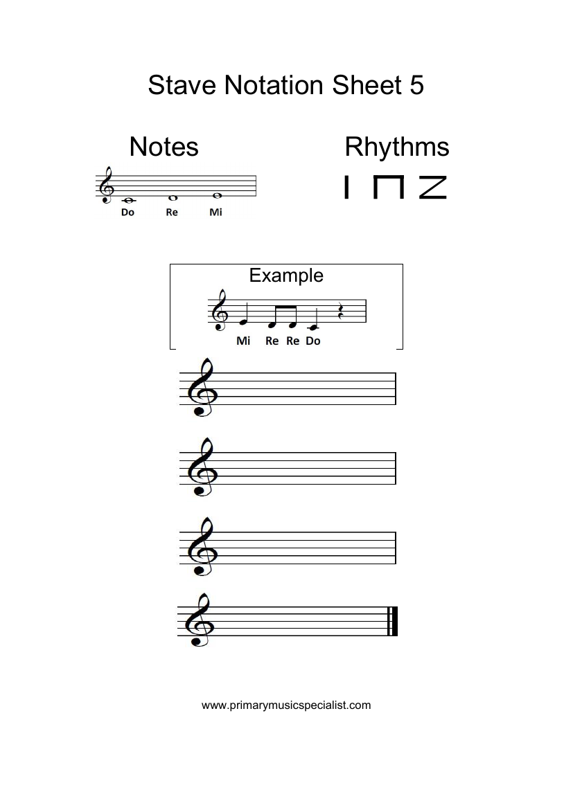 Pitch - Stave Notation Sheet 5