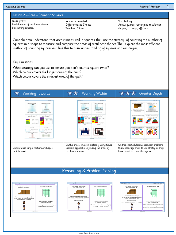 Area - Counting Squares - Worksheet