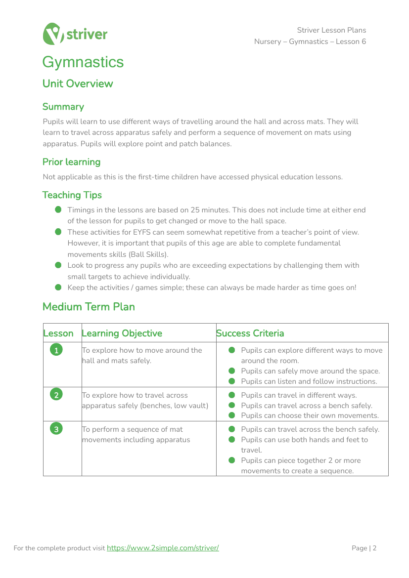 Gymnastics - Unit Overview