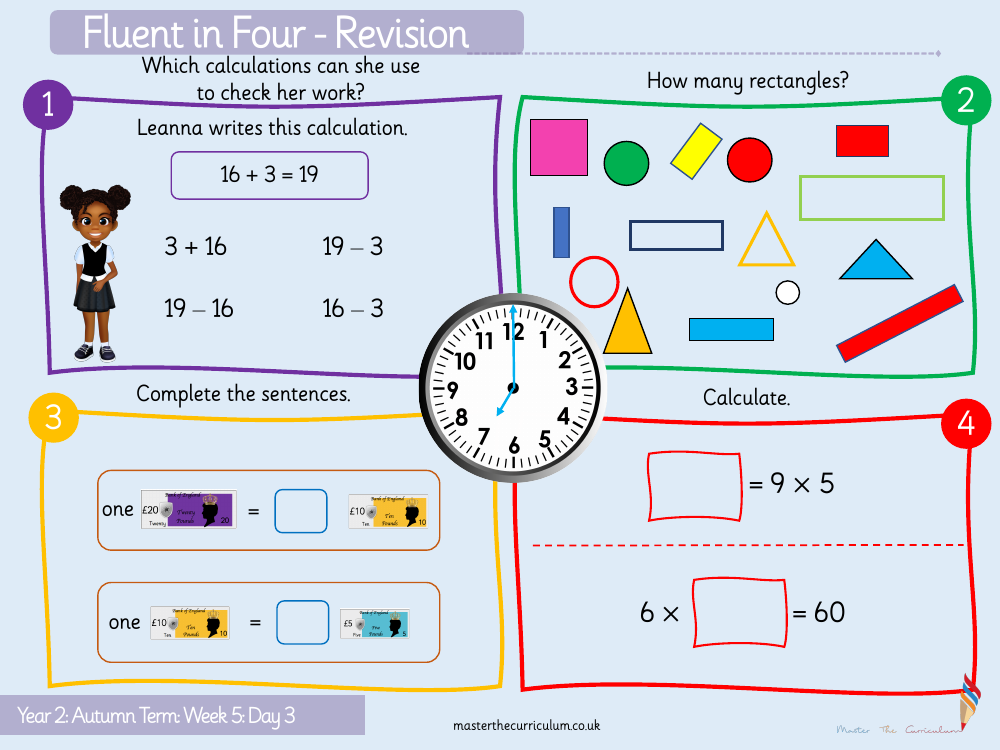 Addition and subtraction - Compare number sentences - Starter