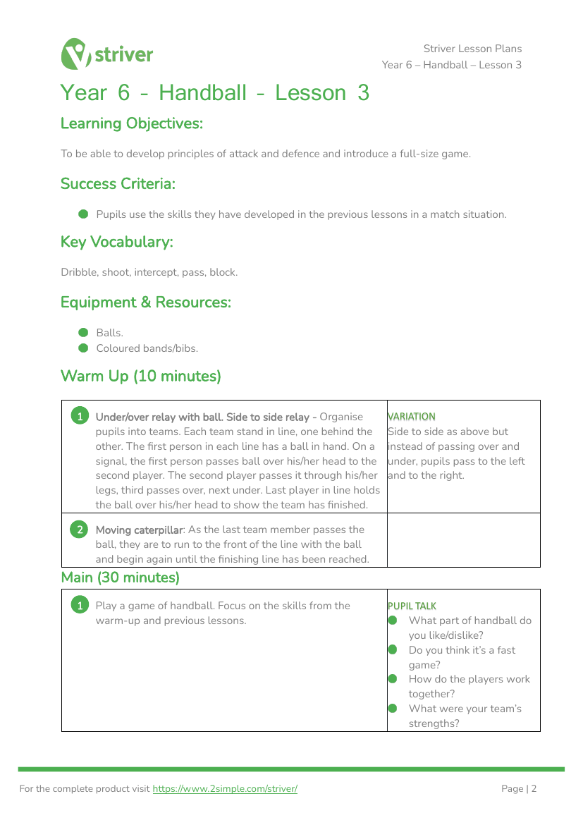 Handball - Lesson 3