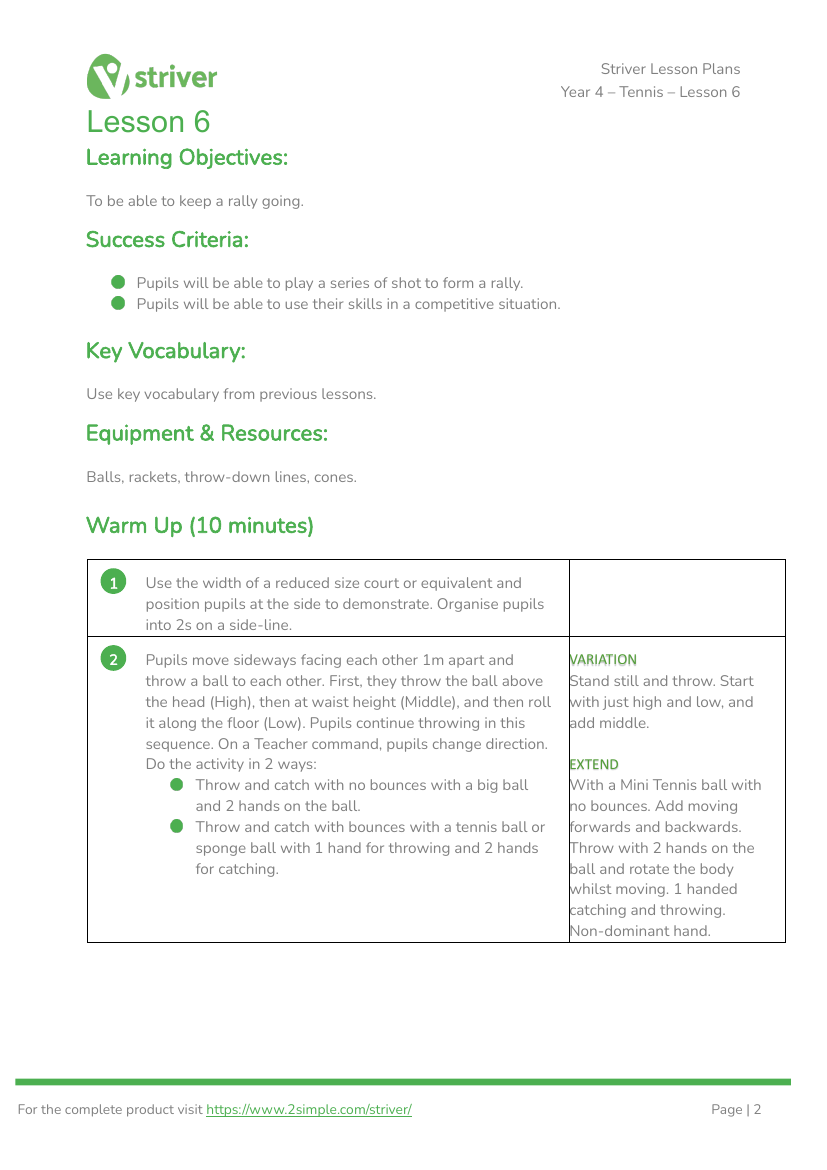 Tennis - Lesson 6