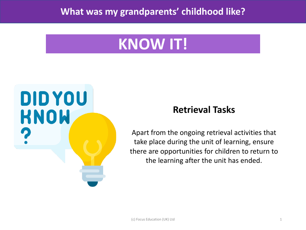 Know it! - Grandparents - Year 1