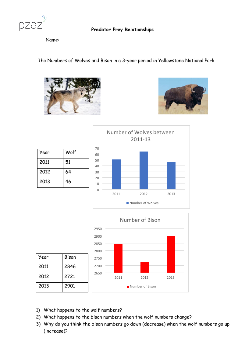 Animal Food - Predator Prey Sheet