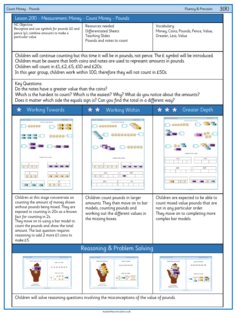 Money - Count money pounds - Worksheet