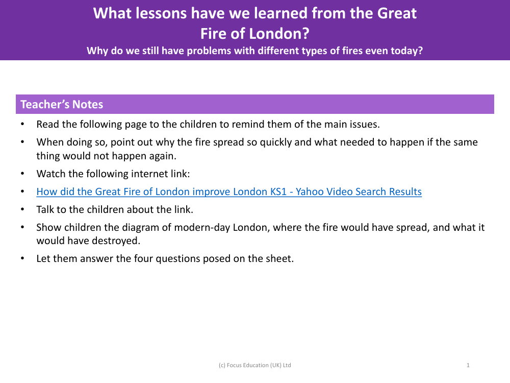 How did the Great Fire of London improve the capital? - Teacher notes