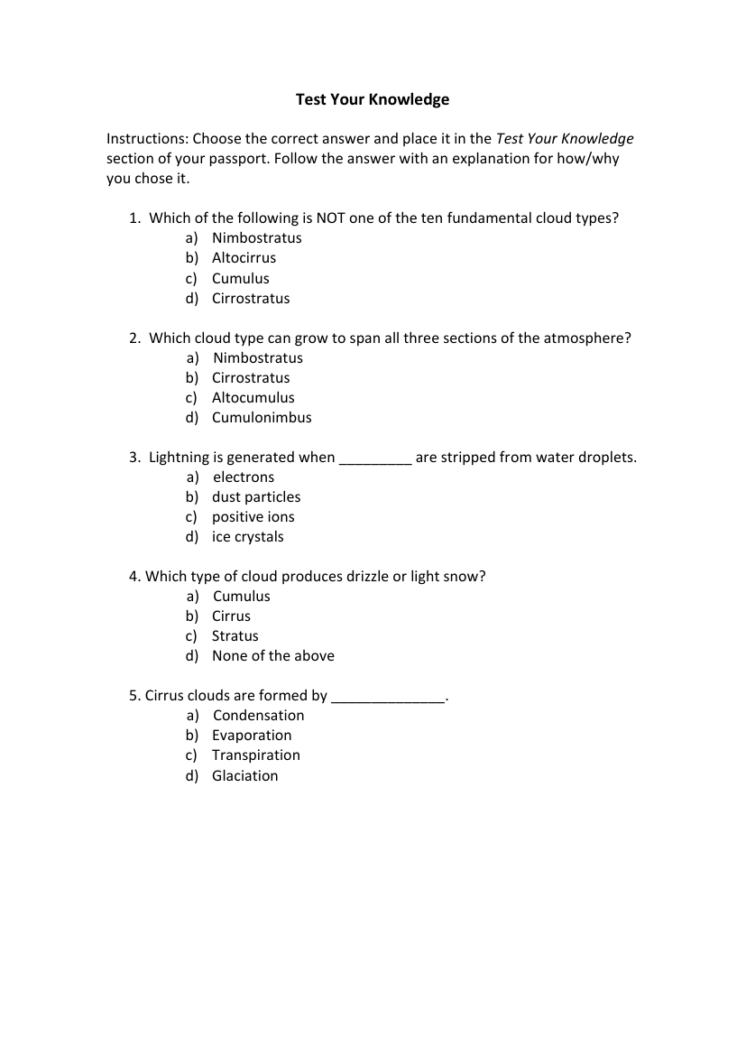 Cloud Types - Test your Knowledge