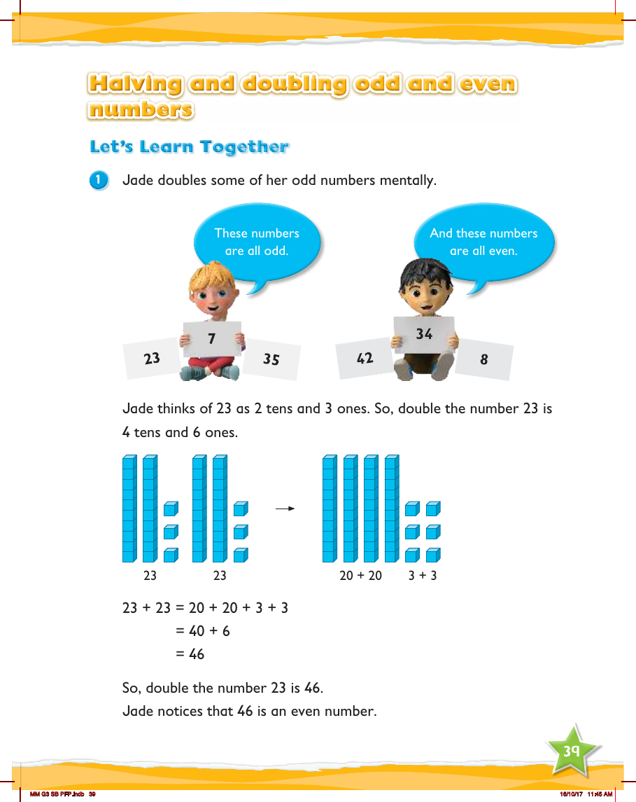 Max Maths, Year 3, Learn together, Halving and doubling odd and even numbers (1)
