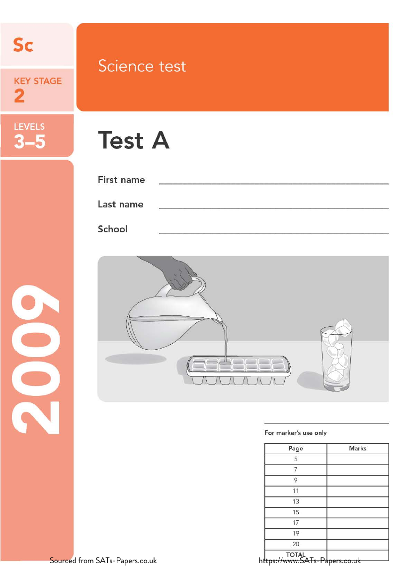 SATS papers - Science 2009 Test A