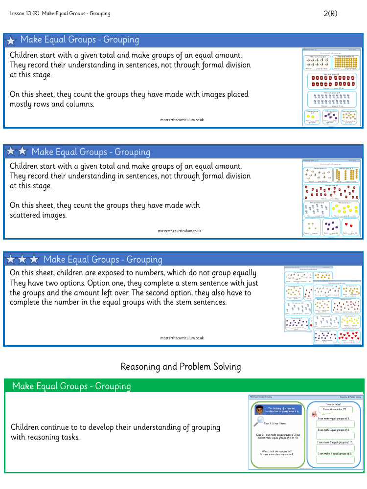 Multiplication and division - Make equal groups grouping - Worksheet