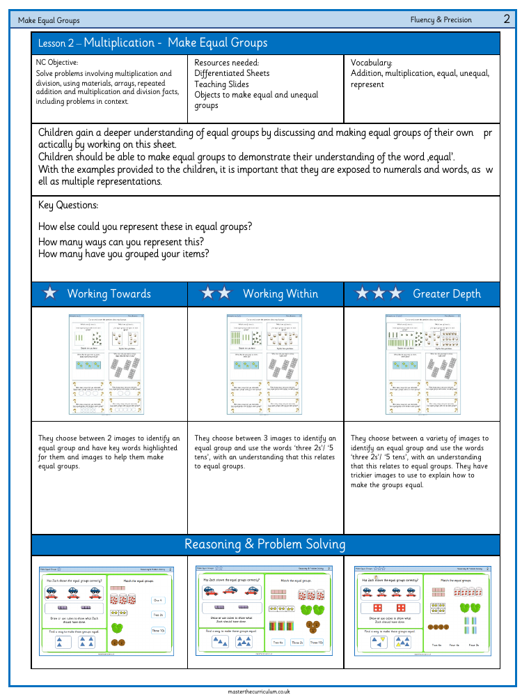 Multiplication and division - Make equal groups - Worksheet