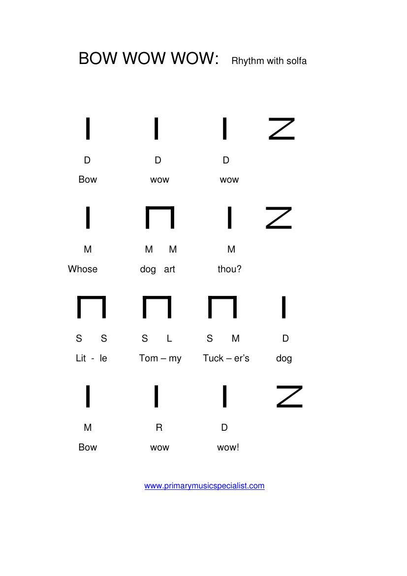 Instrumental Year 4 Notations - Bow wow wow stick notation