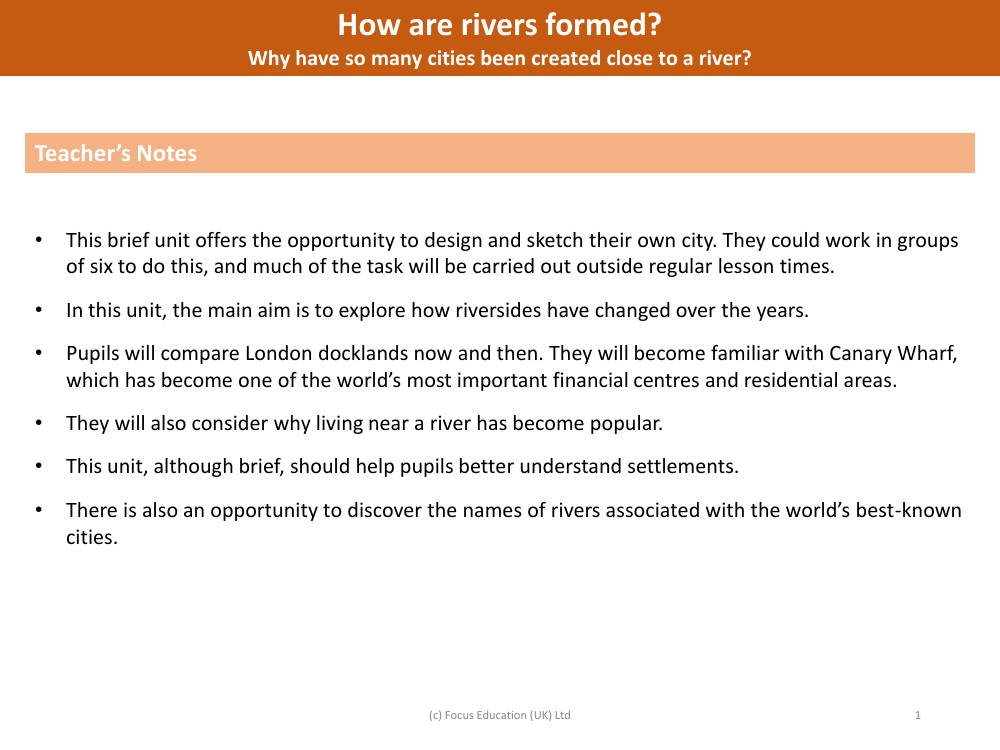 Why have so many cities been created close to a river? - Teacher notes