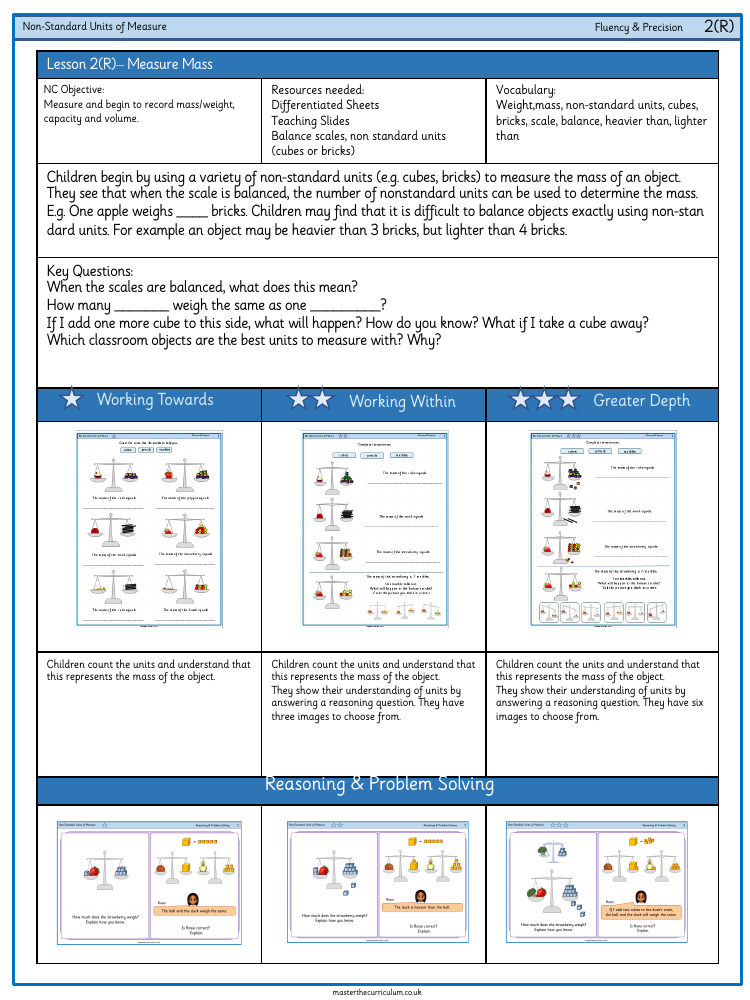 Mass, Capacity, Temperature - Measure mass - Worksheet