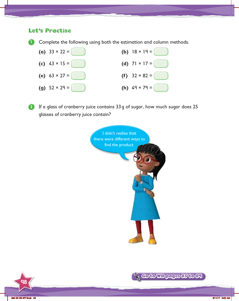 Max Maths, Year 5, Practice, Multiplying by a 2-digit number