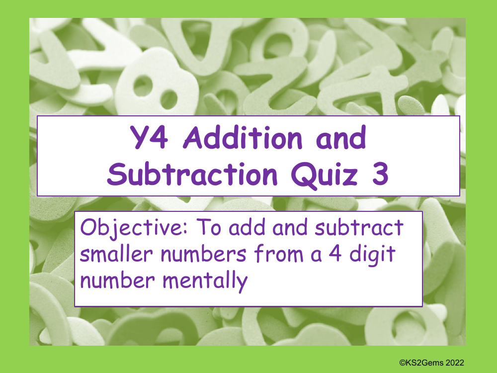 Addition and Subtraction Quiz 3