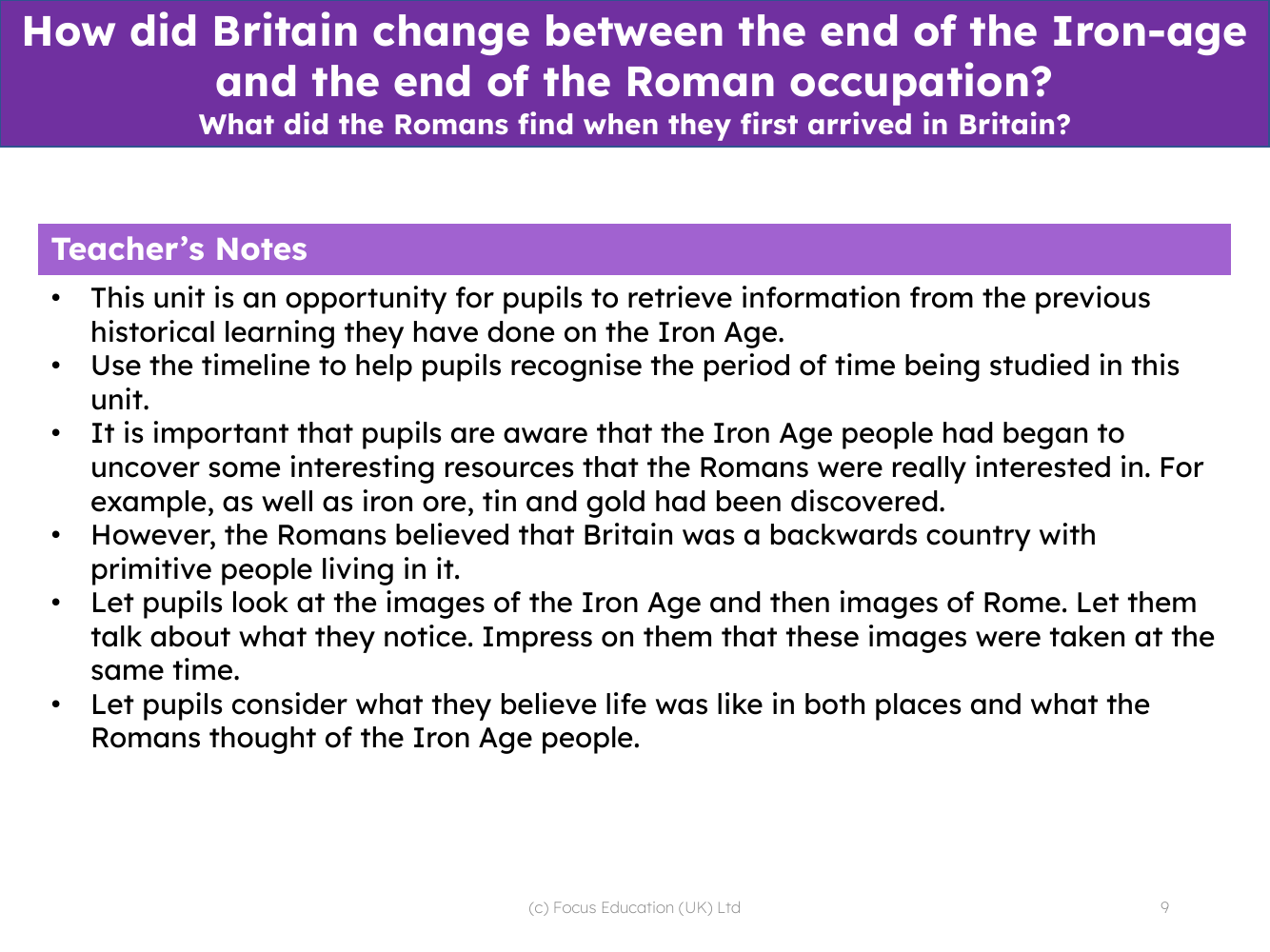 What did the Romans find when they first arrived in Britain? - Teacher notes