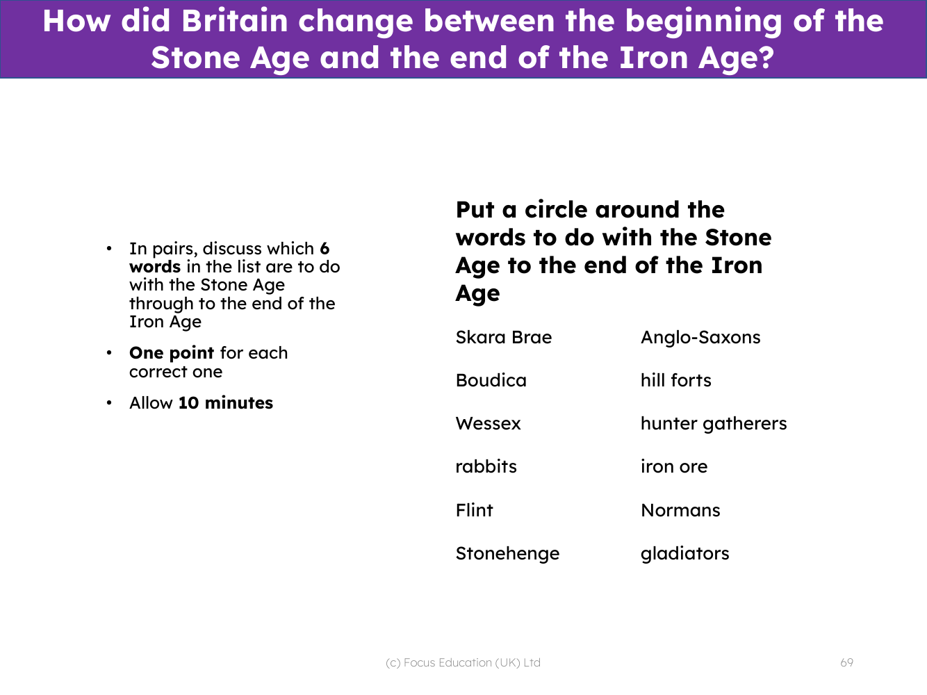 Word sorts - Stone Age