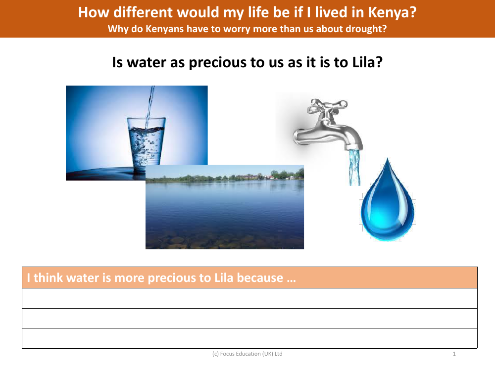 Is water as precious to us as it is to Lila? - Worksheet