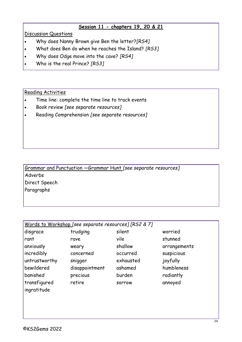 The Secret of Platform 13 - Session 11 - Worksheet