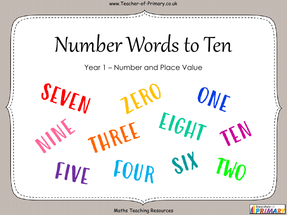 Number Words to Ten - PowerPoint