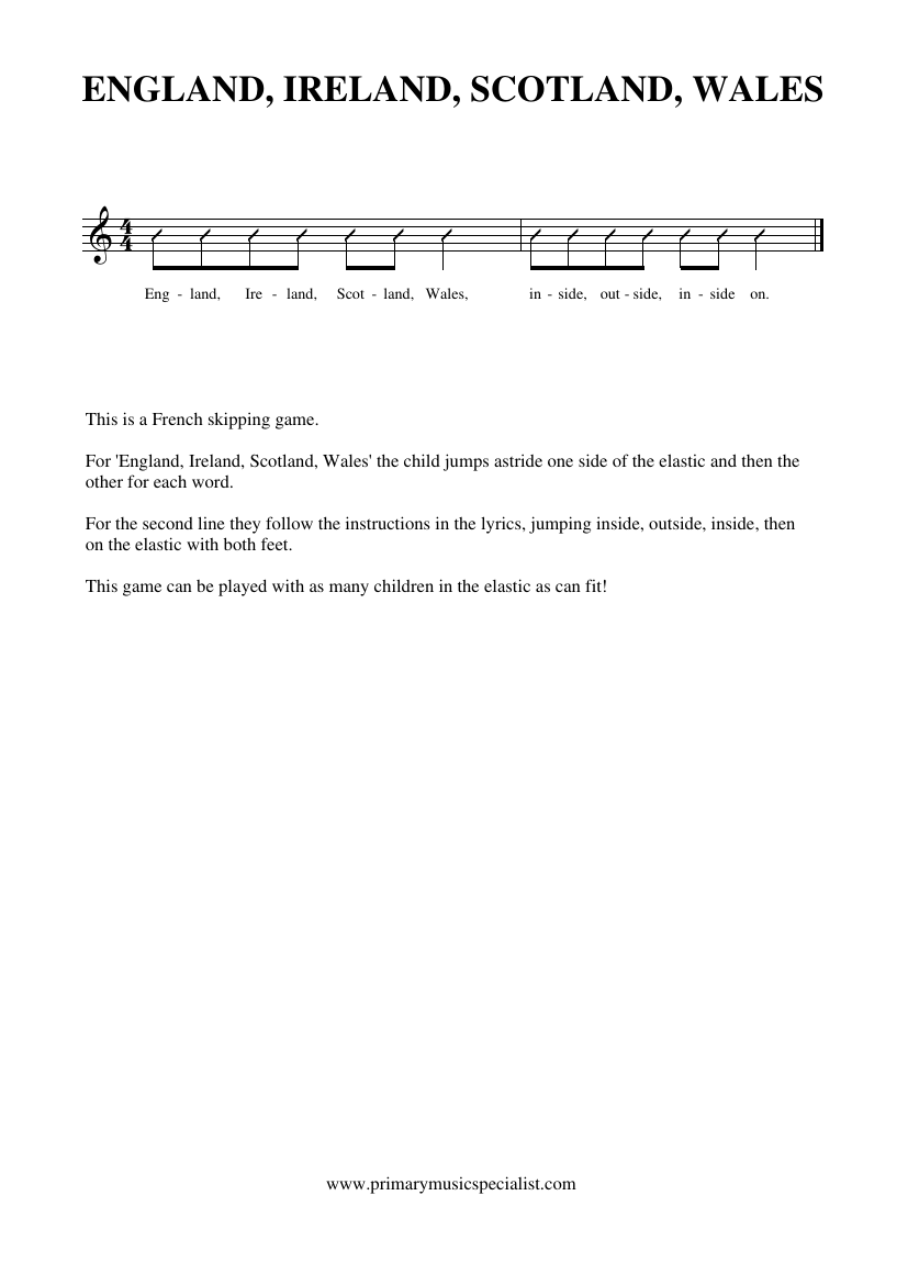 Singing Games Year 2 Notations - England, Ireland, Scotland, Wales