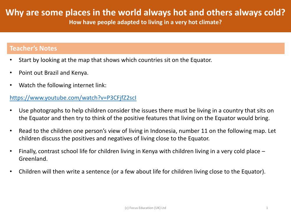 How have people adapted to live in a very hot climate? - Teacher notes