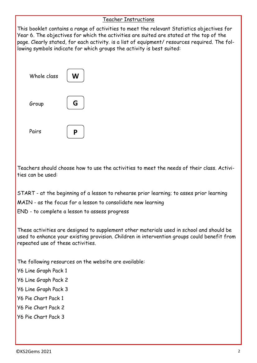 Statistics teacher instructions