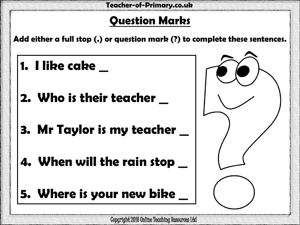 Questions and Question Marks - Worksheet
