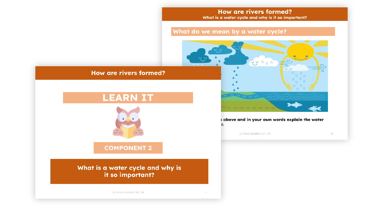 1. What are the main features of a river?