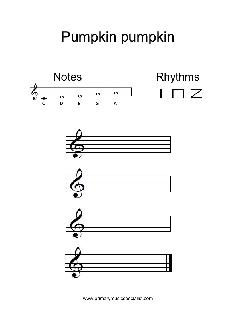 Pitch Year 3 -  Pumpkin worksheet note names