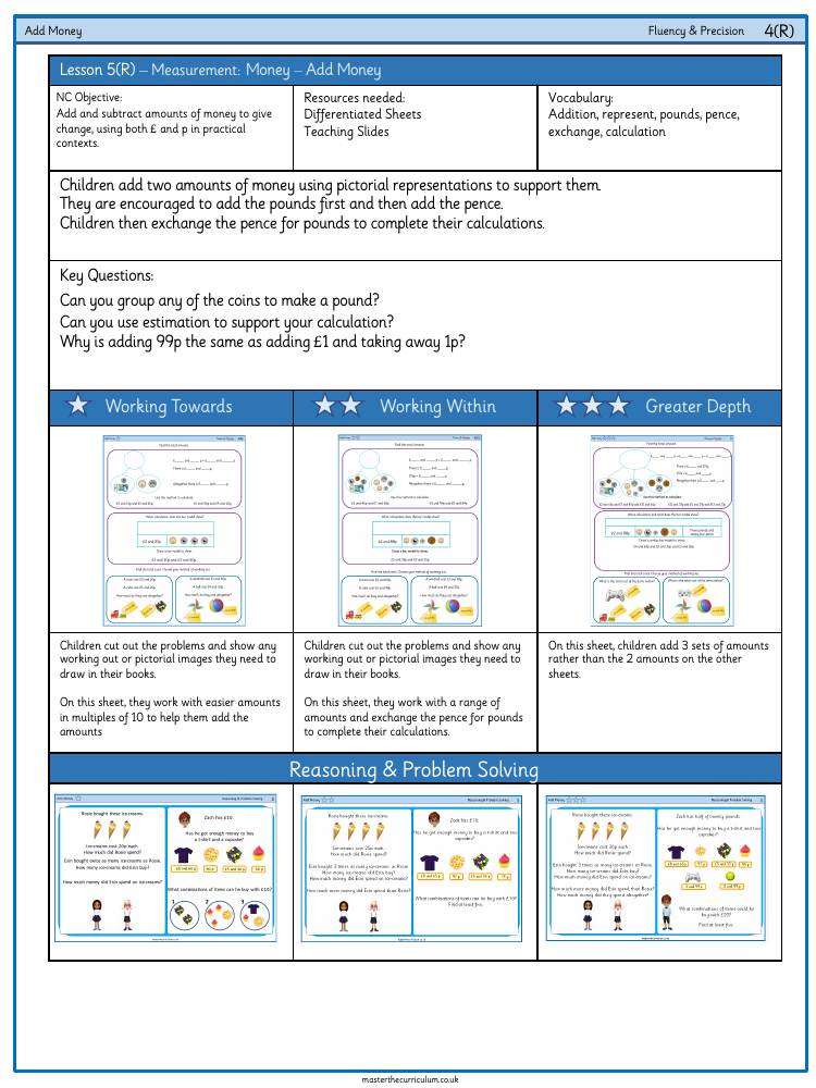 Money - Add Money - Worksheet