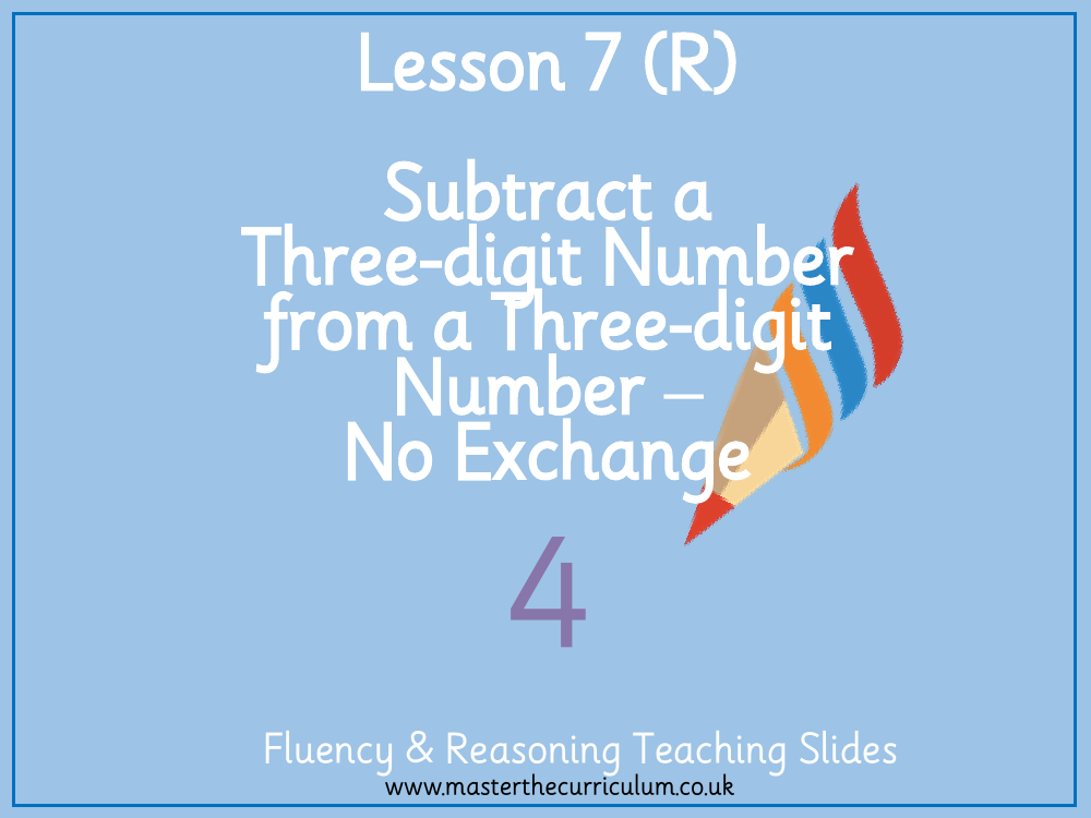 Addition and Subtraction - Subtract a three digit number from a three digit number (no exchange) - Presentation