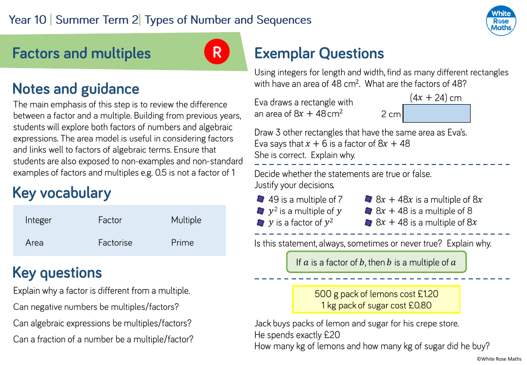 Factors and multiples: Questions