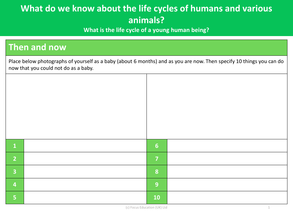 Then and Now - Worksheet - Year 5