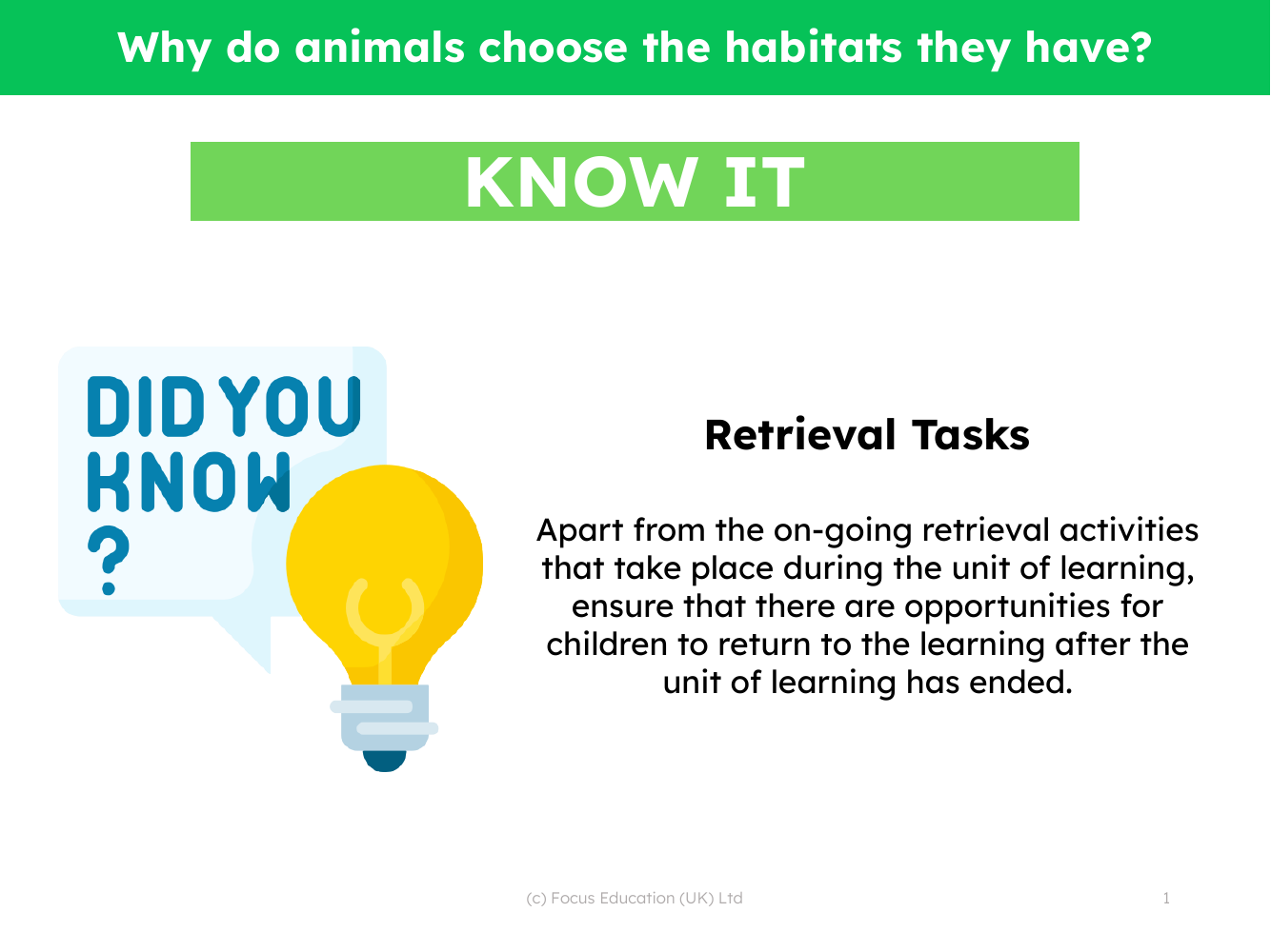 Know it! - Habitats - Year 2