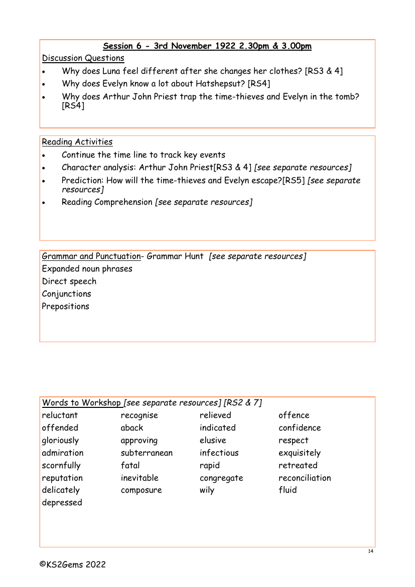 The Mummy's Curse - Session 6 - Worksheet