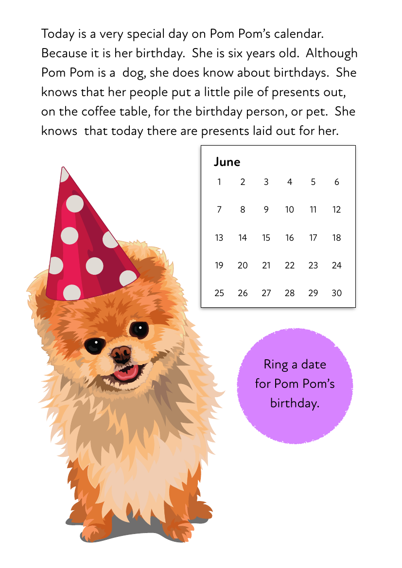 ‘Pom Pom’s Birthday’ A Fun Writing And Drawing Activity (4 years +) - Activity Pack